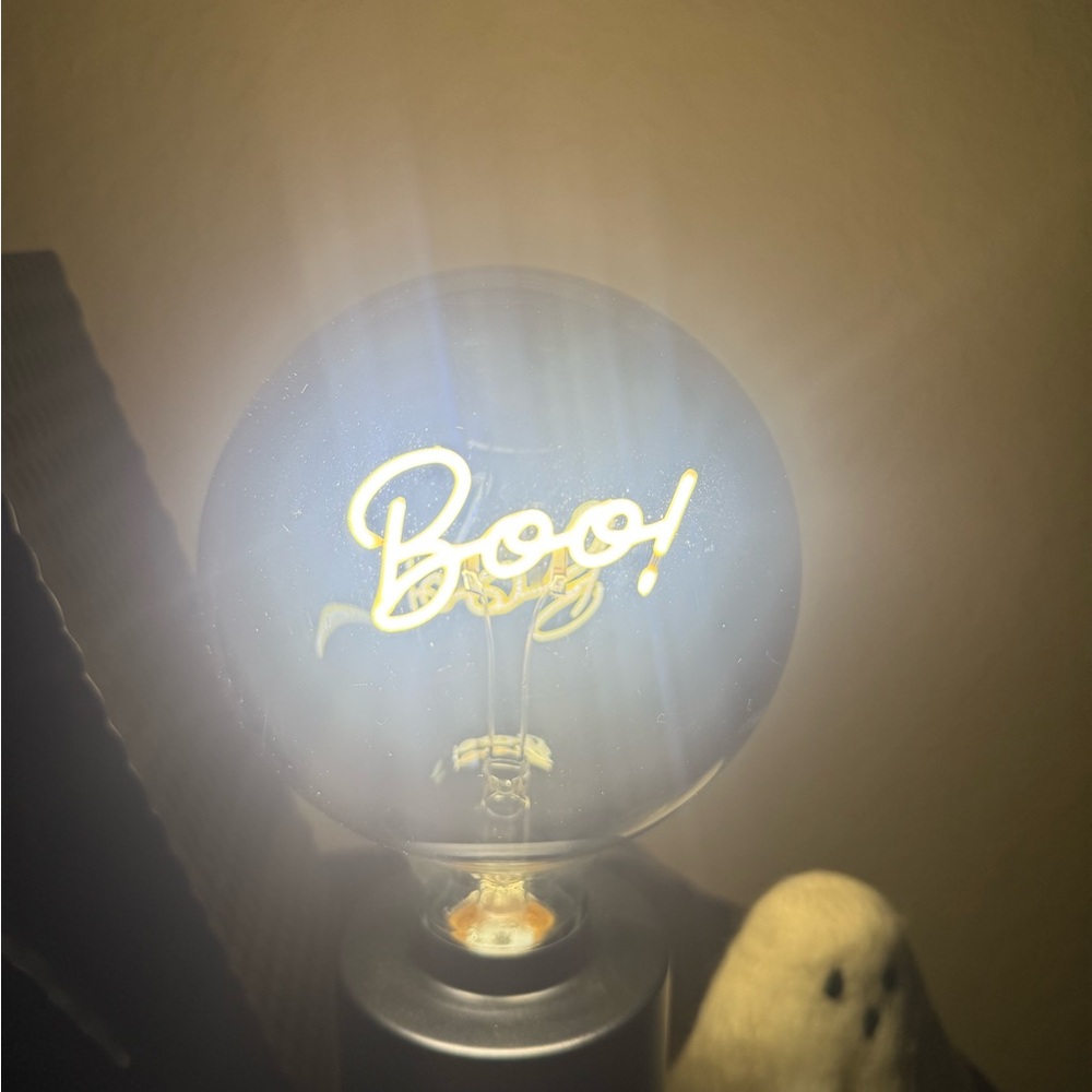 Decorative 'Boo!' Halloween LED Light- Clear Glass Globe